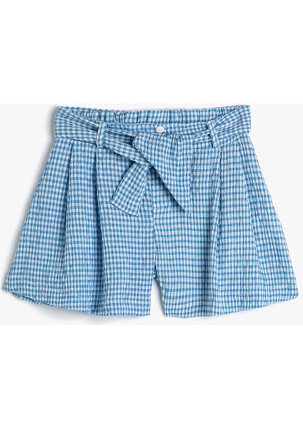 Şort Beli Bağlamalı Düğme Detaylı