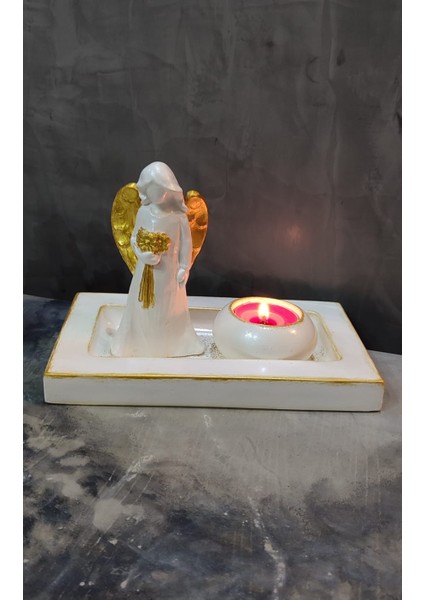 Noel (Yılbaşı ) Melekli Mumluk & Sunum Tabağı