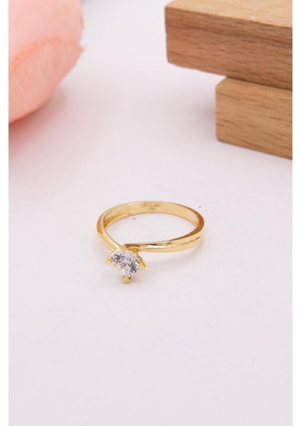 14 Ayar Altın Yüzük Alyans Tektaş Kadın Yüzük LKYZK1358