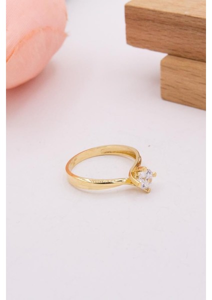 14 Ayar Altın Yüzük Alyans Tektaş Kadın Yüzük LKYZK1358 modelleri