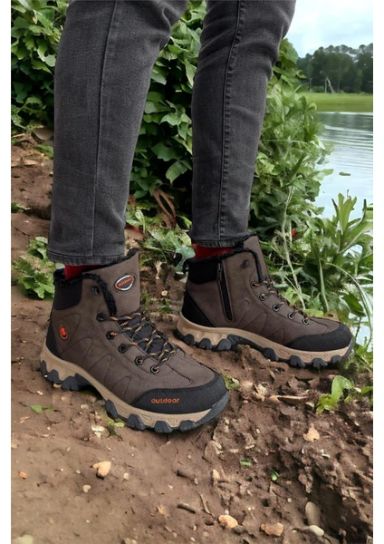 Soğuk Geçirmez Unisex Uzun Outdoor Trekking Bot Ayakkabı KAHVERENGİ