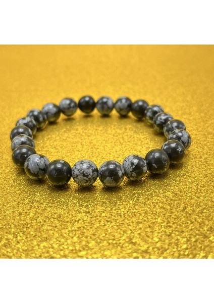 Karlı Obsidyen 8mm Elastik Misinalı Doğal Taş Bileklik fiyatları