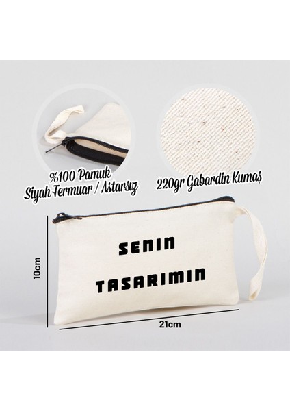 Kendin Tasarla Kişiye Özel 21 x 10 Krem Gabardin Kalemlik