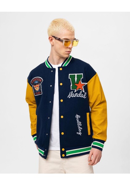 Erkek Giyim Yeni Sezon Nakış Yazı Figür Detay Aplikeli Deri Kol Manşet Detaylı Kolej Mont / Ceket fiyatları