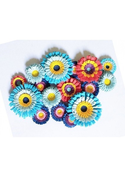 Koyu Sarı Mavi Mürdüm Mavi Renk Geçişli Çizgili Quilling Kağıdı