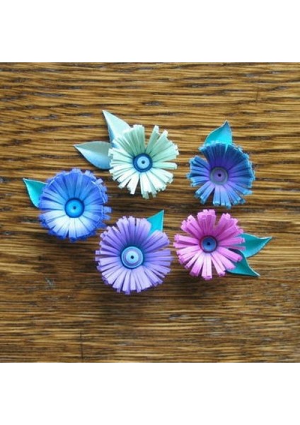 Koyu Sarı Mavi Mürdüm Mavi Renk Geçişli Çizgili Quilling Kağıdı