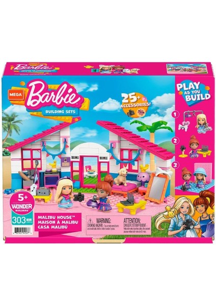 GWR34 Mega™ Bloks, Barbie'nin Malibu Evi, 303 Parça, +5 Yaş