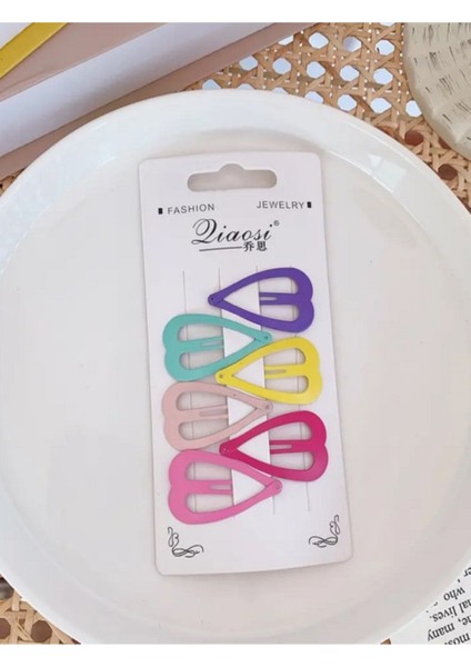 6lı Kalp Model Karışık Pastel Renk 3.5cm Çocuk Çıtçıt Toka