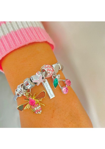 Charm Çelik Bileklik Kiraz Figürlü Bilezik Künye fiyatları
