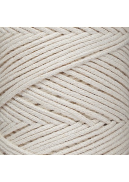 Makrome City Premium Koton Pamuk Makrome Ipi Ekru 250 gr 185 Metre 2mm Cotton Zincir Makrome Çanta Ipi Supla Ipi