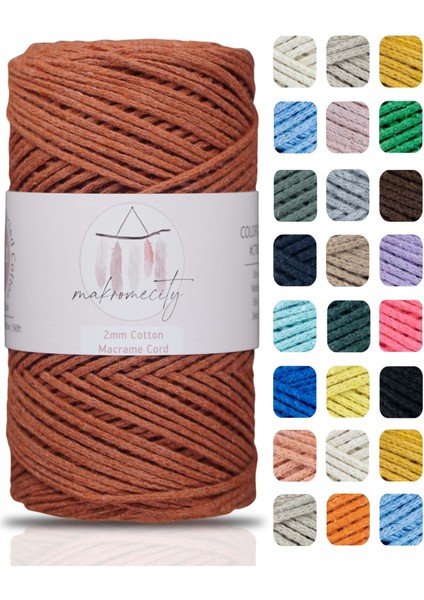 Premium Koton Pamuk Makrome Ipi Kiremit 200 gr 150 Metre 2mm Cotton Zincir Makrome Çanta Ipi Supla Ipi