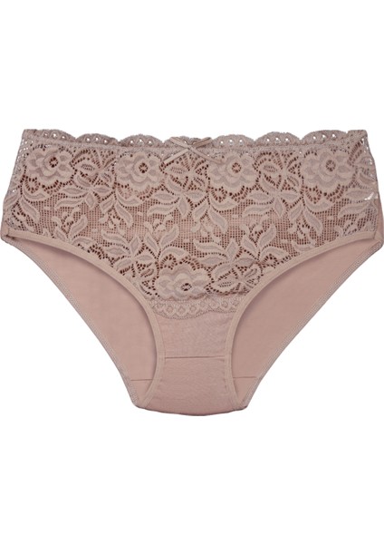 3'lü Pamuklu Dantelli Yüksek Bel Büyük Beden Kadın Külot modelleri