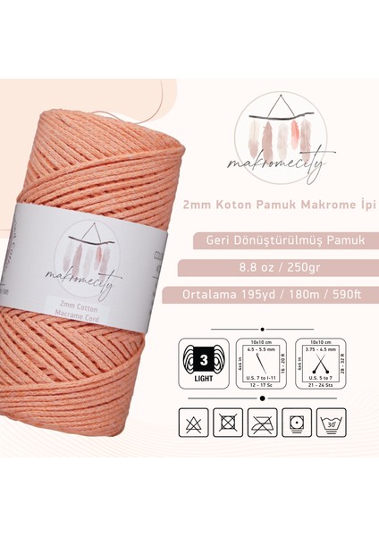 Premium Koton Pamuk Makrome Ipi Somon 200 gr 150 Metre 2mm Cotton Zincir Makrome Çanta Ipi Supla Ipi fiyatları