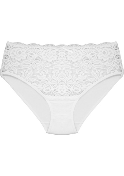 3'lü Pamuklu Dantelli Yüksek Bel Büyük Beden Kadın Külot modelleri