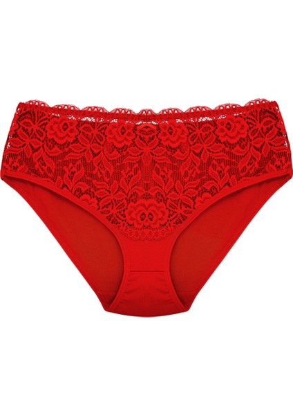 3'lü Pamuklu Dantelli Yüksek Bel Büyük Beden Kadın Külot fırsatları