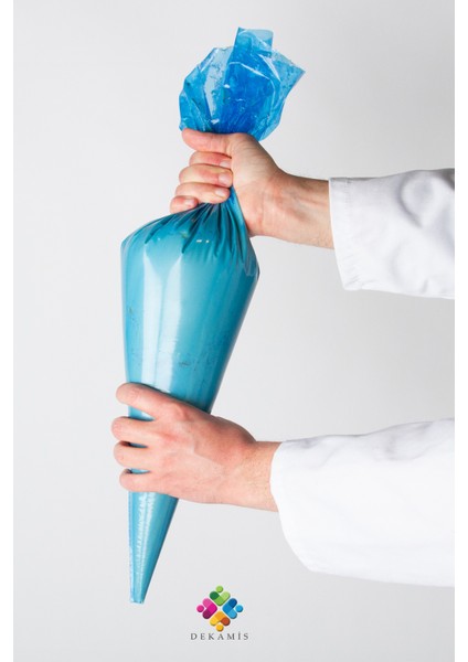 Krema Sıkma Torbası Mavi Renk 10 Adet / Kalın, Büyük Boy (24 x 51 Cm)