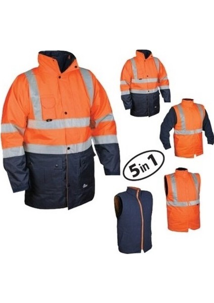 5+1 Reflektörlü Kışlık Mont Parka Içi Çıkmalı Turuncu Yerli Kaban Işçi Montu Mühendis Montu modelleri
