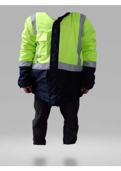 Reflektörlü Su Geçirmez Oxford Parka Kışlık Mont Sarı-Lacivert Iş Montu Mühendis Montu fırsatları