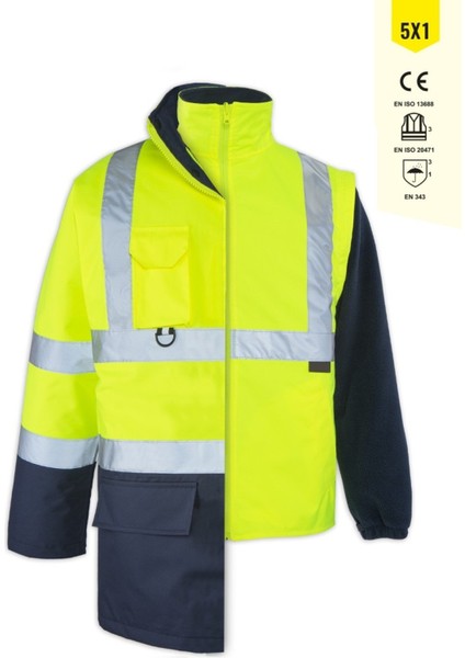 Junıor Olympus Max-Breathane Hı-Vıs Two-Tone 5 In 1 Jacket Sarı Lacivert