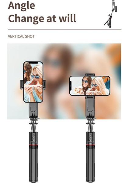 Işıklı 3 Renkli Uzaktan Kumandalı 110 cm Tripod Özçekim ve Selfie Çubuğu Yatay ve Dikey Kullanım