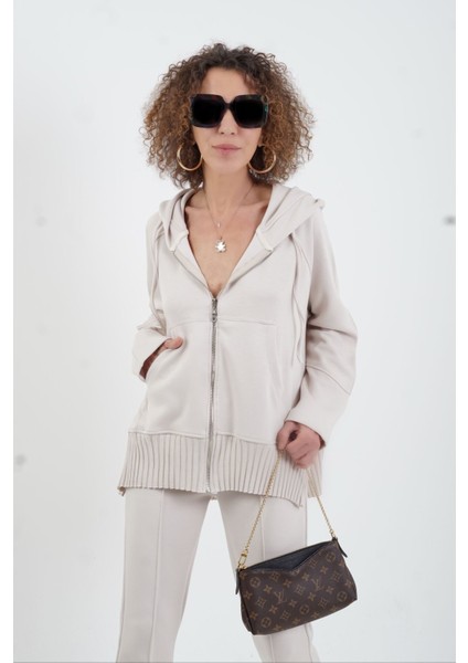 Bej Fermuarlı Modal Sweatshirt Pantolon Takım fiyatları