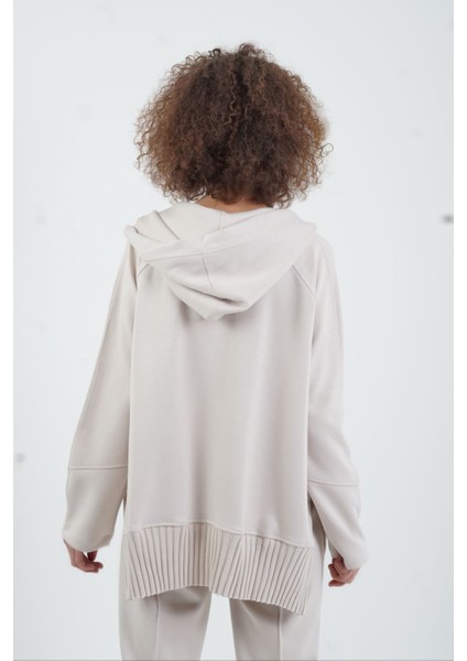 Bej Fermuarlı Modal Sweatshirt Pantolon Takım indirimleri