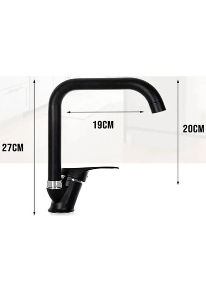 Siyah Krom 4’lü Set Lavabo-Banyo-Mutfak-Robot Duş Seti