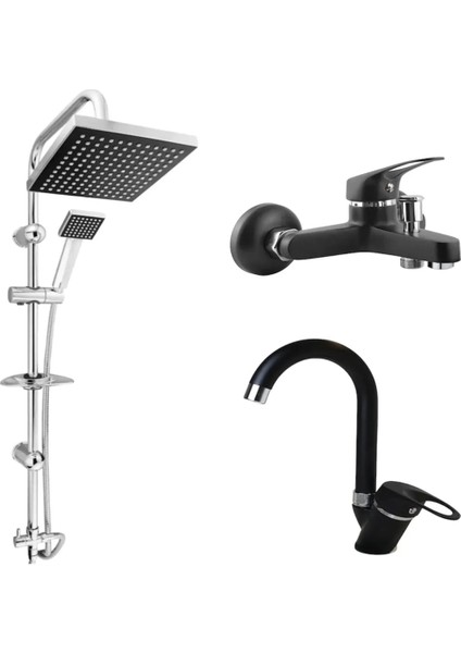 Robot Duş Seti Lavabo Bataryası Banyo Bataryası 3’lü Set