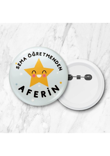 Öğretmenden Aferin Iğneli Yaka Rozeti 58 mm