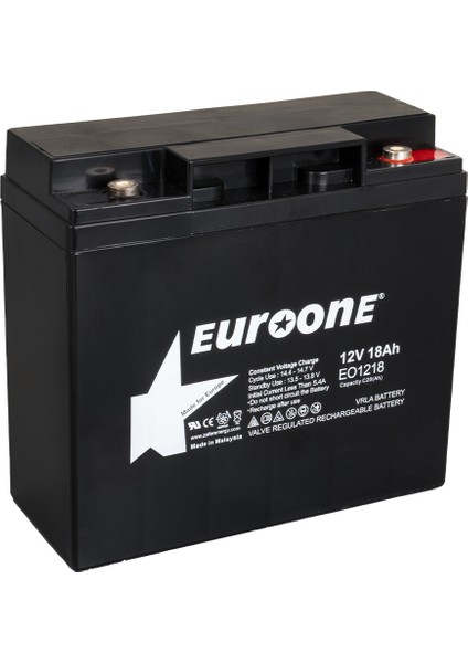 XML Dünyası Euroone EO1218 12 Volt - 18 Amper Akü (181 x 76 x 167 Mm)