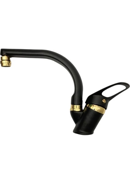 Siyah Gold Lüx Lavabo Bataryası Musluğu Çeşmesi Oynar Başlıklı Çift Su Girişli