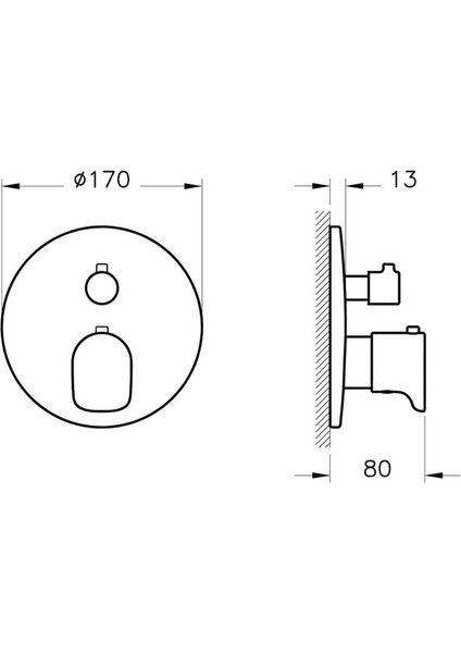 Root Round Ankastre Termostatik Banyo Bataryası (V-Box Sıva Üstü Grubu), Krom