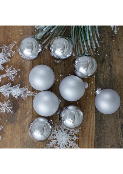 Vıp Deluxe 12 Adet 5 cm Mat Parlak Gümüş Top Süsler Yılbaşı Ağacı Süsleri Noel Ağacı Süsleri