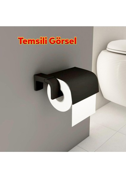 Wc Kağıt Standı Kapaklı Tuvalet Kağıtlık Aparat Paslanmaz Metal Sağlam Kaliteli Siyah