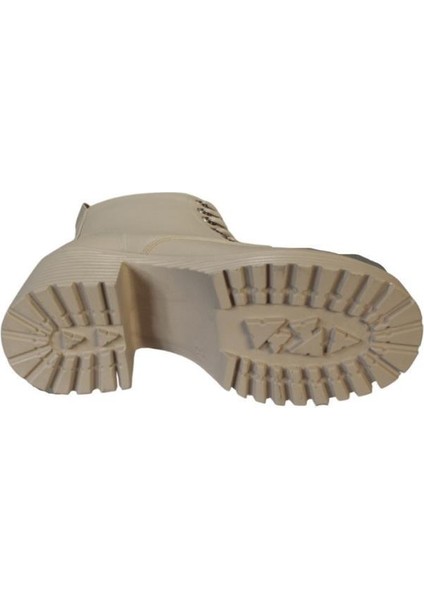 Yazkış Kadın Siyah Ten 7cm Kalın Platform Topuk Bağcıklı Fermuarlı 13CM Bilek Boyu Topuklu Bot fırsatları