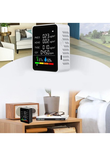 Dijital Hava Kalite Ölçüm Cihazı Sıcaklık Nem Karbondioksit Ölçer Hava Dedektörü 5in1 Termostat modelleri
