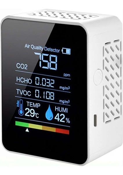 Dijital Hava Kalite Ölçüm Cihazı Sıcaklık Nem Karbondioksit Ölçer Hava Dedektörü 5in1 Termostat indirimleri