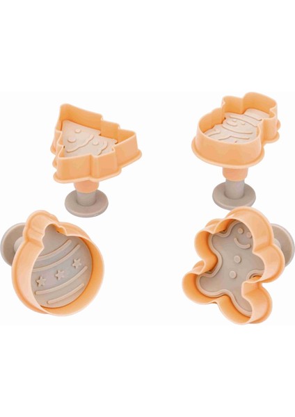 4'lü Basmalı Şekilli Kesici Yılbaşı Çam Ağacı Modelli Kurabıye Kalıbı modelleri