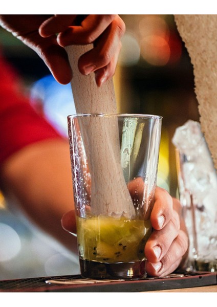 Deri Kılıflı Ahşap Mojito Kokteyl Tokmağı