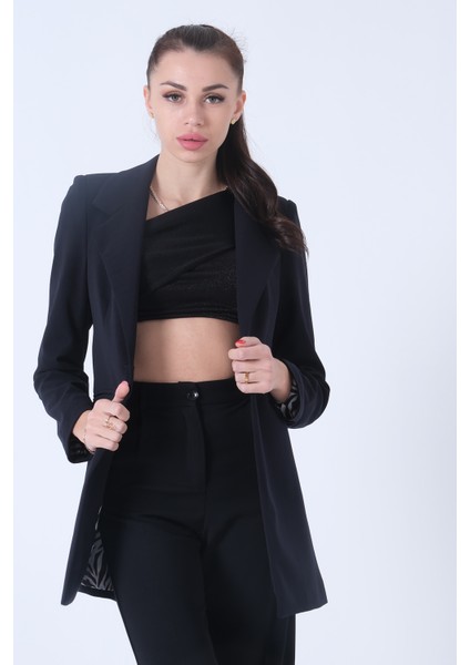 Lacivert Zebra Astar Detaylı Krep Blazer Ceket 01051201.02 fırsatları
