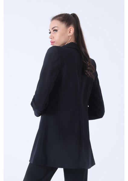 Lacivert Zebra Astar Detaylı Krep Blazer Ceket 01051201.02 indirimleri