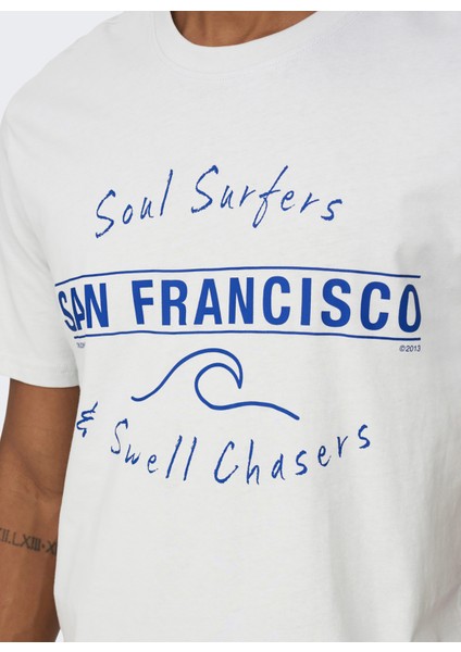 O Yaka Baskılı Gri Erkek T-Shirt Onsasher Reg Ss Tee