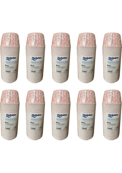 Muffin Kağıt Karton Pembe Puantiyeli Cupcake Kek Kalıbı Kapsülü Kabı - 50 Adetlik 10 Paket