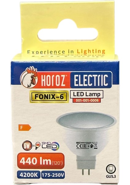 Horoz Fonix-6 LED Ampul Gu5,3 4200K Gün Işığı 6W