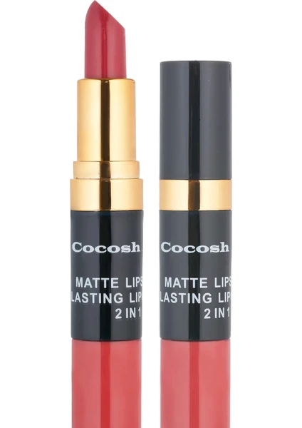 Cocosh She Smile Matte Lipstick & Lipgloss Ruj 2in1 06 Rusty, Mat-Islak Deneyim Bir Arada, Yoğun Pigmentasyon