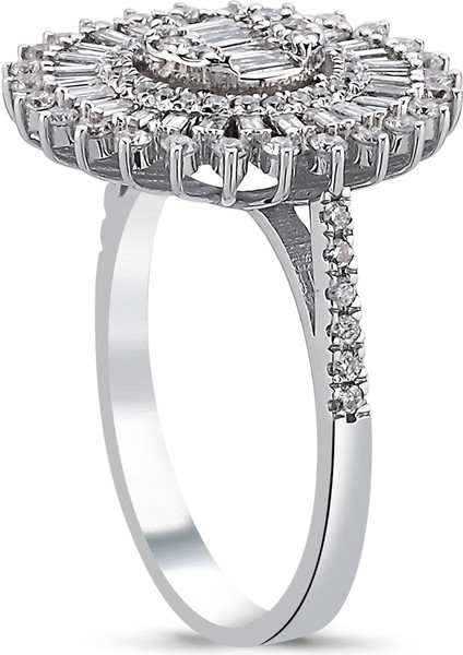 0.93 Ct F-G Vs-Si 4.20 gr 14 K Jwd Baget Yüzük