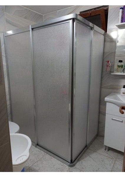 140X90 Teknesiz Plastik Camlı Duşakabin