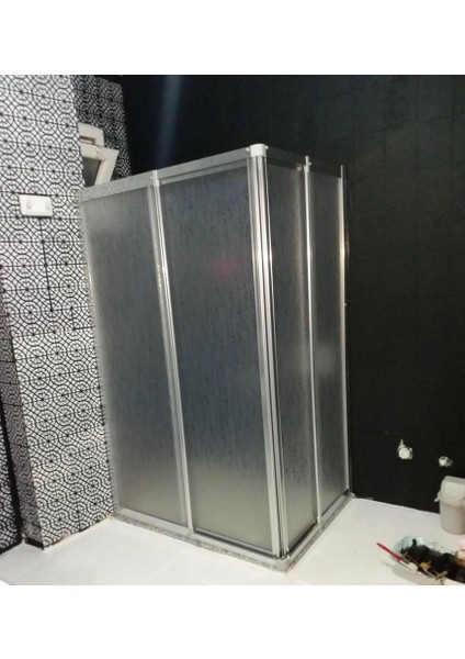 140X90 Teknesiz Plastik Camlı Duşakabin