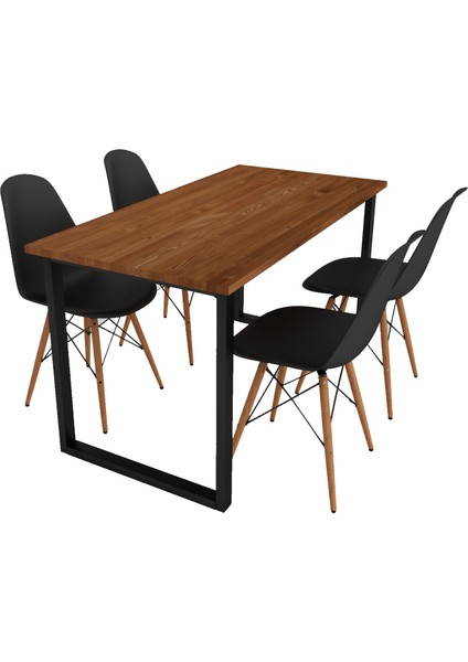 Masif Ağaç Teak Renk 140X70 Sandalyeli Masa Takımı