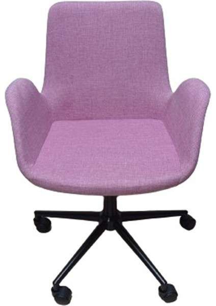 Büro Koltuğu Ofis Sandalyesi Pembe Renk Keten Kumaş Metal Ayaklı modelleri